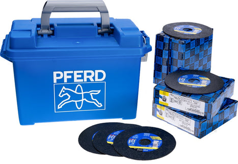 PFERD DOORSLIJPSCHIJF STEELOX 125X1,0MM       100 STUKS IN KUNSTSTOF KOFFER