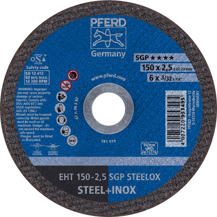 Afbeelding PFERD TOOLS doorslijpschijf, inox EH/EHT SGP STEELOX