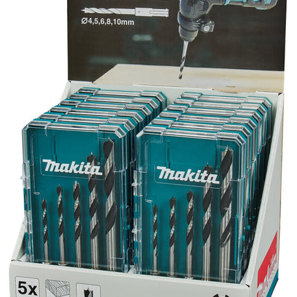 MAKITA HOUTSPIRAALBOORSET 5-DELIG DISPLAY 12 ST