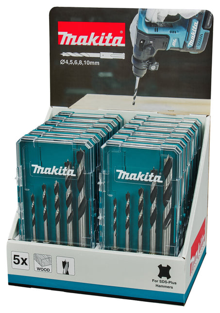 MAKITA HOUTSPIRAALBOORSET 5-DELIG DISPLAY 12 ST