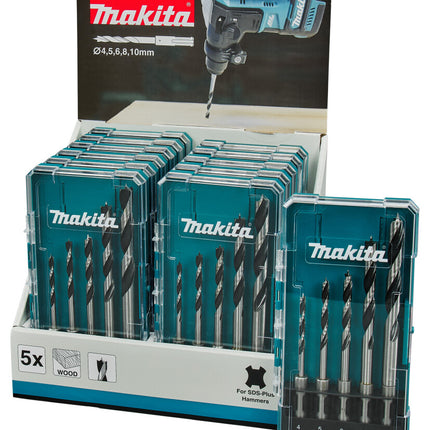 MAKITA HOUTSPIRAALBOORSET 5-DELIG DISPLAY 12 ST