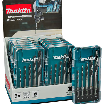 MAKITA HOUTSPIRAALBOORSET 5-DELIG DISPLAY 12 ST