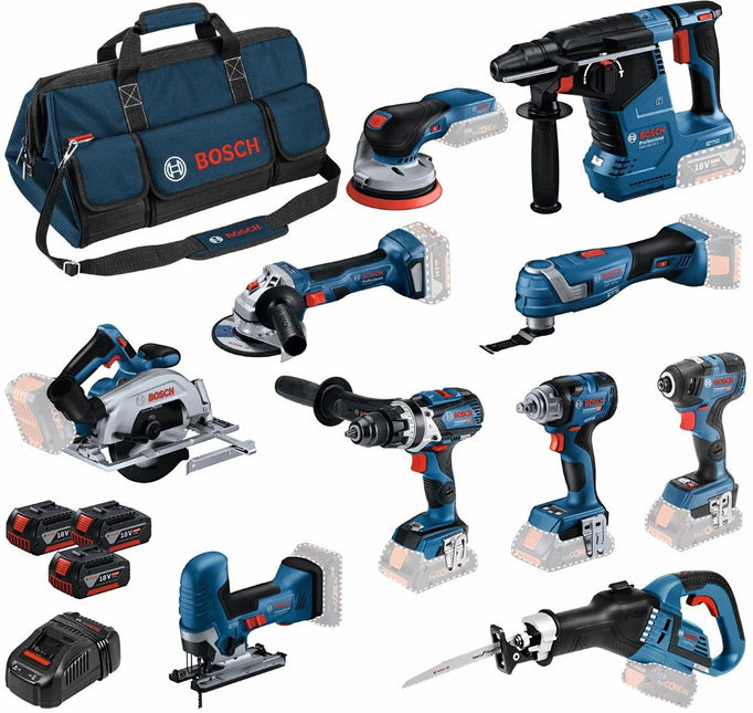 Bosch Blauw 10 Toolkit 18V | Combiset 3 x 5Ah + Lader | in Toolbag - 0615A5004G