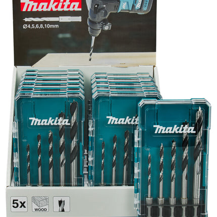 MAKITA HOUTSPIRAALBOORSET 5-DELIG DISPLAY 12 ST
