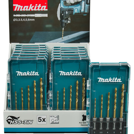 MAKITA METAALBOORSET 5-DELIG (DISPLAY 12 STUKS)