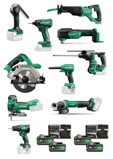 HiKOKI KC18H10A-MVA4 Combiset 10 Accu Machines 18V + 4x MultiVolt Accu in Koffer