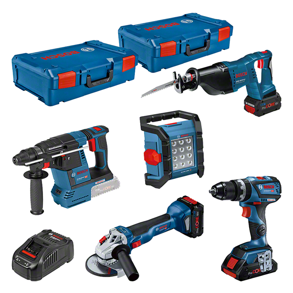 Bosch Combiset 18V 5-Toolkit GSB+GWS+GBH+GSA+GLI - 0615990M2X