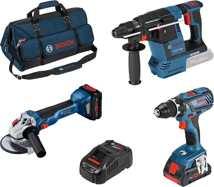 Bosch Combiset 18V 3-Toolkit GSR+GBH+GWS in Toolbag - 0615990M3C