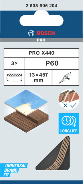 Bosch PRO X440 Schuurband 13x457mm K60 3st - 2608606204