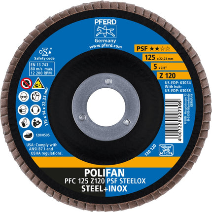 Afbeelding PFERD TOOLS polifan-lamellenschijven zirkoniumkorund z psf steelox ???? PFC 125 Z120 PSF STEELOX (5)