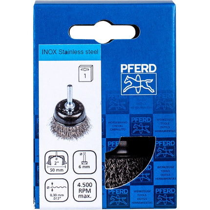 Afbeelding PFERD TOOLS komborstel, ongetordeerd, universeel voor boormachine, op stift POS TBU 50/6 INOX 0,30 UNIVERSAL (1)