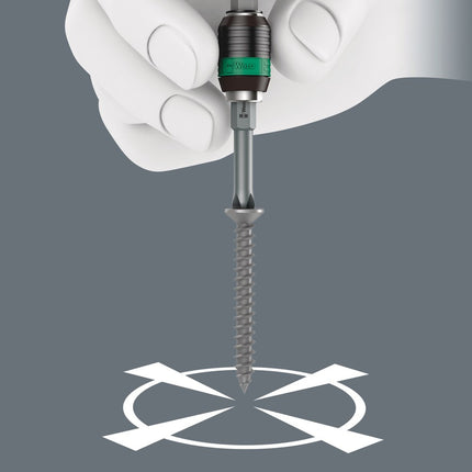 <b>Rapid-spin</b><br/>De vrijloophulst zorgt er voor dat de gebruiker de schroefmachine aan de bithouder kan vasthouden tijdens het schroeven. Dit vereenvoudigt het inbrengen in de schroef en voorkomt wegglijden. Ook te gebruiken als korte verlenging bij 1/4\" toepassing voor bijv.in combinatie met Z