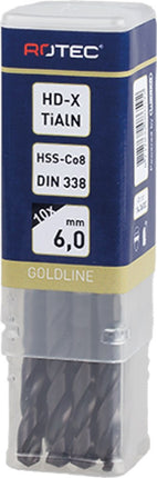 HSS-E Spiraalboor, type HD-X, TiAlN-TOP-gecoat, GOLD-LINE