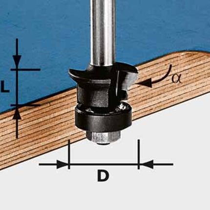 Fase-kantenfrees schacht 8 mm HW S8 D24/0° +45°