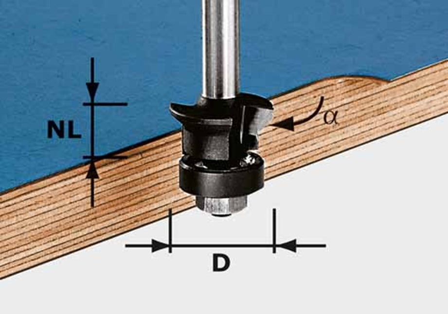Fase-kantenfrees schacht 8 mm HW S8 D24/0° +45°