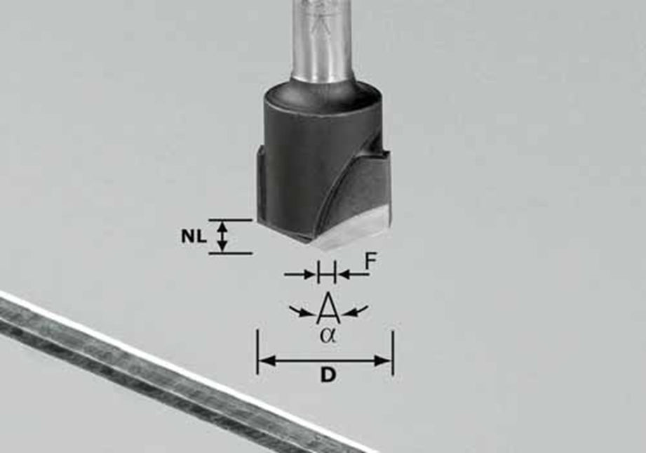 V-groeffrees HW schacht 8 mm HW S8 D18-135° (Alu)