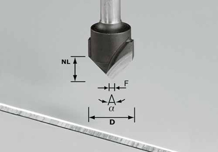 V-groeffrees HW schacht 8 mm HW S8 D18-90° (Alu)