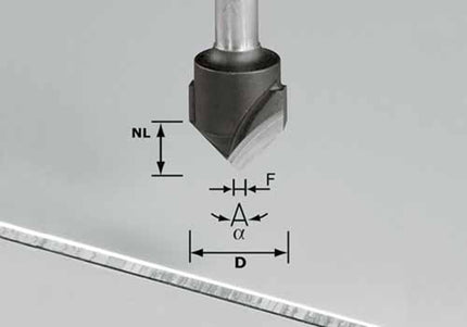 V-groeffrees HW schacht 8 mm HW S8 D18-90° (Alu)