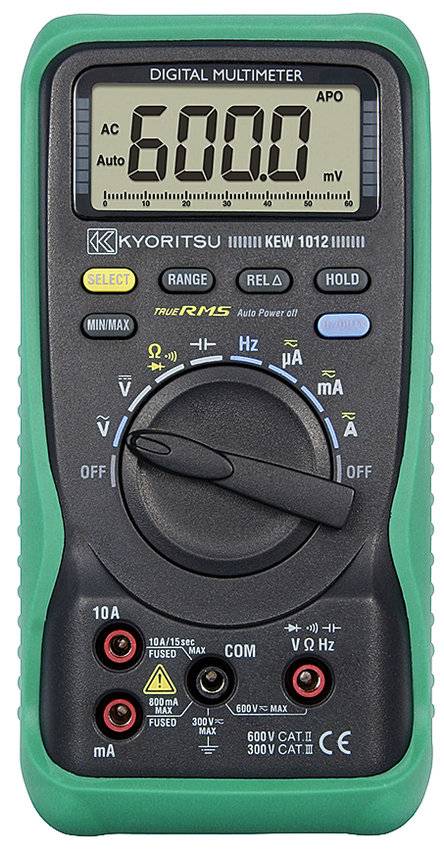 Kyoritsu Digitale TRMS Multimeter 0-600VAC/DC, 10A AC/DC 1012