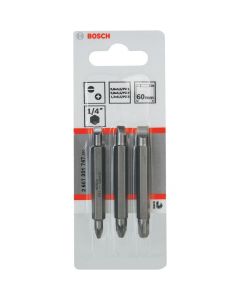 Bosch 3-delige dubbelbitset S 1,2x6,5, S 0,6x4,5, S 0,8x5,5; PZ1, PZ2, PZ3; 60 mm