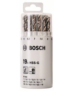 Bosch 19-delige metaalborenset HSS-G in ronde kunststof doos, DIN 338, 135° 1-10 mm