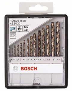 Bosch 13-delige Robust Line metaalborenset HSS-Co 1,5; 2; 2,5; 3; 3,2; 3,5; 4; 4,5; 4,8; 5; 5,5; 6; 6,5 mm